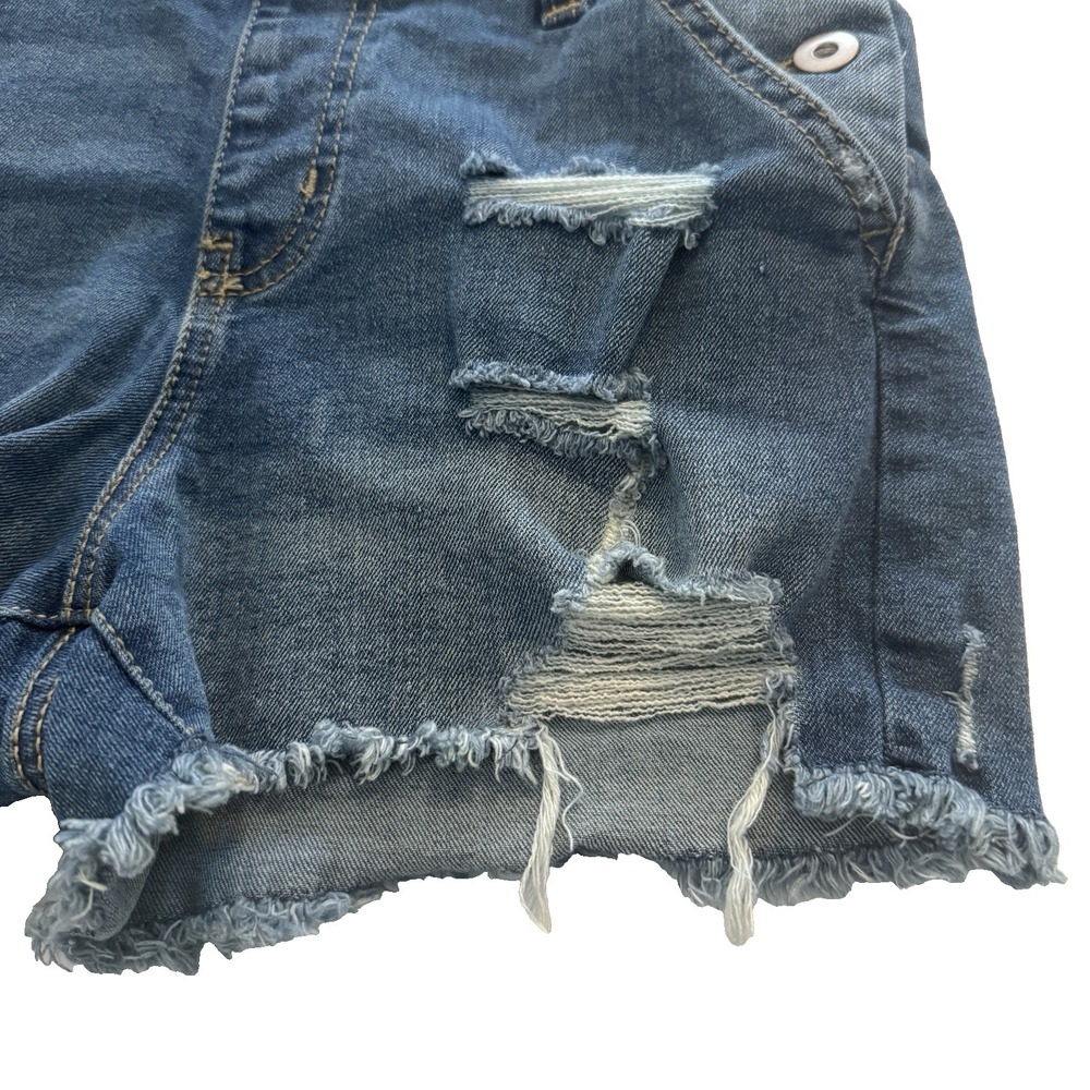 NOBO No Boundaries Denim Bib Shortalls Overalls Distressed Grunge Size S (3-5) - Picture 6 of 13